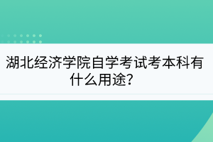 湖北經(jīng)濟學院自學考試考本科有什么用途？