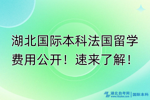湖北國際本科法國留學(xué)費用公開！速來了解！