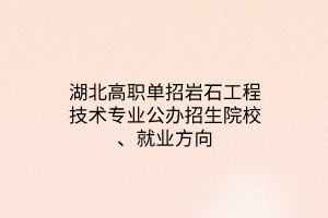 湖北高職單招巖石工程技術(shù)專業(yè)公辦招生院校、就業(yè)方向