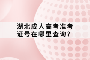 湖北成人高考準考證號在哪里查詢？