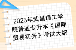 2023年武昌理工學(xué)院普通專升本《國際貿(mào)易實務(wù)》考試大綱