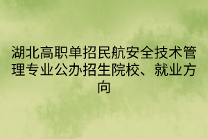 湖北高職單招民航安全技術(shù)管理專(zhuān)業(yè)公辦招生院校、就業(yè)方向