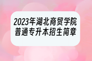 2023年湖北商貿(mào)學(xué)院普通專升本招生簡(jiǎn)章