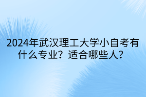 2024年武漢理工大學(xué)小自考有什么專(zhuān)業(yè)？適合哪些人？