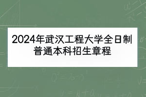2024年武漢工程大學全日制普通本科招生章程