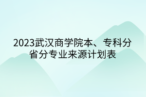2023武漢商學(xué)院本、?？品质》謱I(yè)來源計劃表