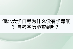 湖北大學自考為什么沒有學籍??？自考學歷能查到嗎？