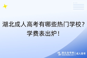 湖北成人高考有哪些熱門學校？學費表出爐！