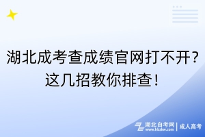 湖北成考查成績(jī)官網(wǎng)打不開？這幾招教你排查！