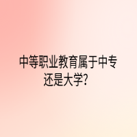 中等職業(yè)教育屬于中專還是大學(xué)？
