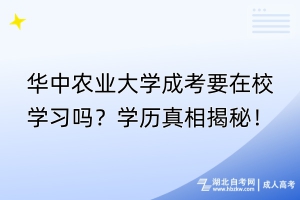 華中農(nóng)業(yè)大學(xué)成考要在校學(xué)習(xí)嗎？學(xué)歷真相揭秘！