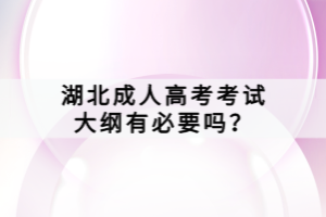 湖北成人高考考試大綱有必要嗎？