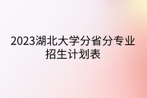 2023湖北大學(xué)分省分專(zhuān)業(yè)招生計(jì)劃表