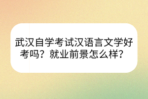 武漢自學(xué)考試漢語言文學(xué)好考嗎？就業(yè)前景怎么樣？