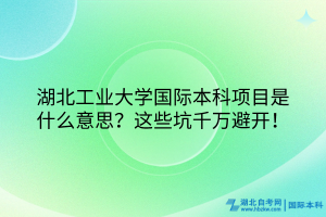 湖北工業(yè)大學(xué)國際本科項目是什么意思？這些坑千萬避開！