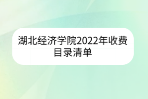 湖北經(jīng)濟學院2022年收費目錄清單