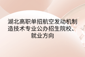 湖北高職單招航空發(fā)動(dòng)機(jī)制造技術(shù)專業(yè)公辦招生院校、就業(yè)方向