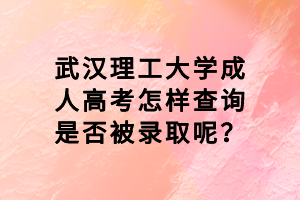 武漢理工大學(xué)成人高考怎樣查詢是否被錄取呢？