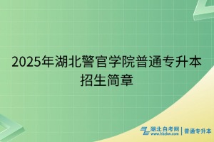 2025年湖北警官學(xué)院普通專(zhuān)升本招生簡(jiǎn)章