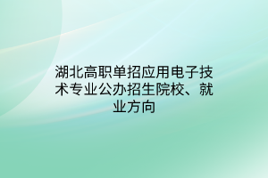 湖北高職單招應用電子技術專業(yè)公辦招生院校、就業(yè)方向