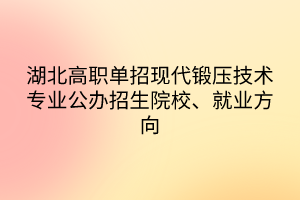 湖北高職單招現(xiàn)代鍛壓技術(shù)專業(yè)公辦招生院校、就業(yè)方向