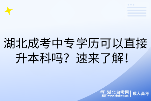 湖北成考中專學(xué)歷可以直接升本科嗎？速來了解！