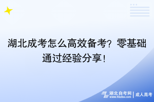 湖北成考怎么高效備考？零基礎(chǔ)通過(guò)經(jīng)驗(yàn)分享！
