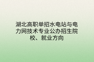 湖北高職單招水電站與電力網(wǎng)技術(shù)專業(yè)公辦招生院校、就業(yè)方向