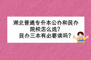 湖北普通專升本公辦和民辦院校怎么選？民辦三本有必要讀嗎？