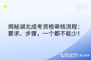 揭秘湖北成考資格審核流程：要求、步驟，一個都不能少！