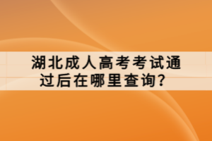 湖北成人高考考試通過(guò)后在哪里查詢？