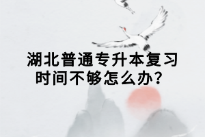 湖北普通專升本復(fù)習(xí)時間不夠怎么辦？
