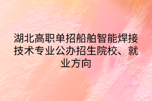 湖北高職單招船舶智能焊接技術(shù)專業(yè)公辦招生院校、就業(yè)方向