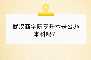 武漢商學(xué)院專升本是公辦本科嗎？