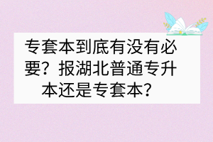 專套本到底有沒有必要？報(bào)湖北普通專升本還是專套本？