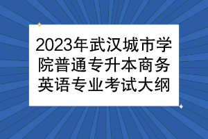 2023年武漢城市學院普通專升本商務英語專業(yè)考試大綱