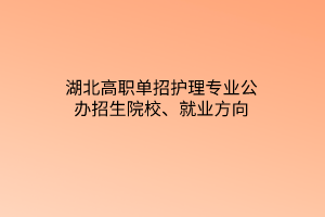湖北高職單招護理專業(yè)公辦招生院校、就業(yè)方向