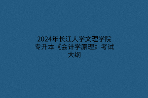 2024年長江大學文理學院專升本《會計學原理》考試大綱