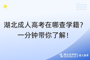 湖北成人高考在哪查學籍？一分鐘帶你了解！