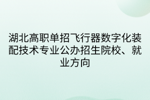 湖北高職單招飛行器數(shù)字化裝配技術(shù)專業(yè)公辦招生院校、就業(yè)方向