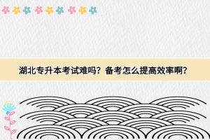湖北專升本考試難嗎？怎么提高備考效率？