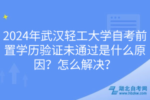 2024年武漢輕工大學(xué)自考前置學(xué)歷驗(yàn)證未通過是什么原因？怎么解決？