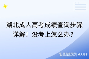 湖北成人高考成績查詢步驟詳解！沒考上怎么辦？