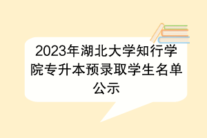 2023年湖北大學知行學院專升本預錄取學生名單公示