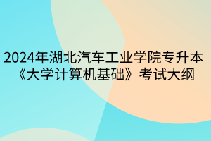 2024年湖北汽車工業(yè)學院專升本《大學計算機基礎》考試大綱