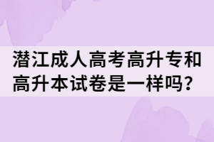 潛江成人高考高升專和高升本試卷是一樣嗎？
