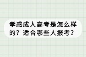 孝感成人高考是怎么樣的？適合哪些人報考？