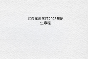 武漢東湖學院2023年招生章程