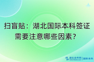掃盲貼：湖北國(guó)際本科簽證需要注意哪些因素？