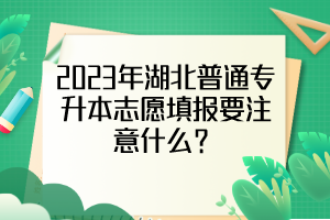 2023年湖北普通專升本志愿填報(bào)要注意什么？